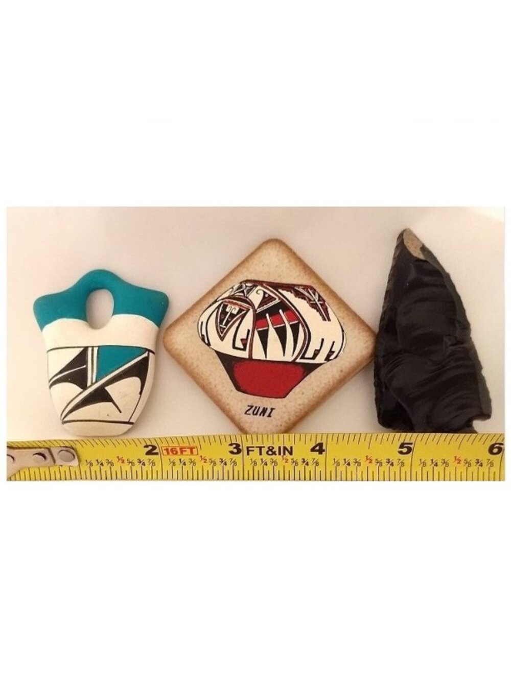 3 Native Indigenous American Indian Pottery Ceramic Obsidian Magnets